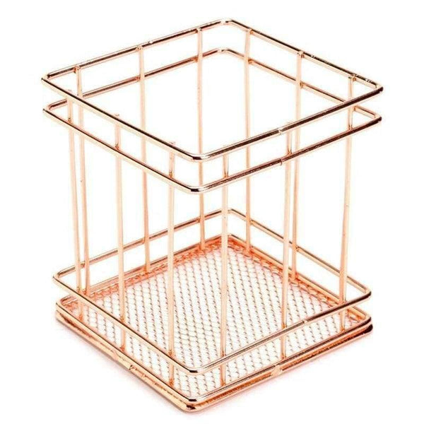 Planet Gates 1 Pcs Rose Gold Metal Pen Holder Case Holder Box Organizer Home Decor Table Desk Accessories Office Supplies Table Desk Supplies