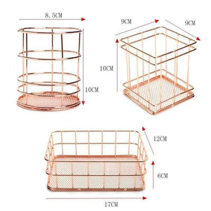 Planet Gates 1 Pcs Rose Gold Metal Pen Holder Case Holder Box Organizer Home Decor Table Desk Accessories Office Supplies Table Desk Supplies