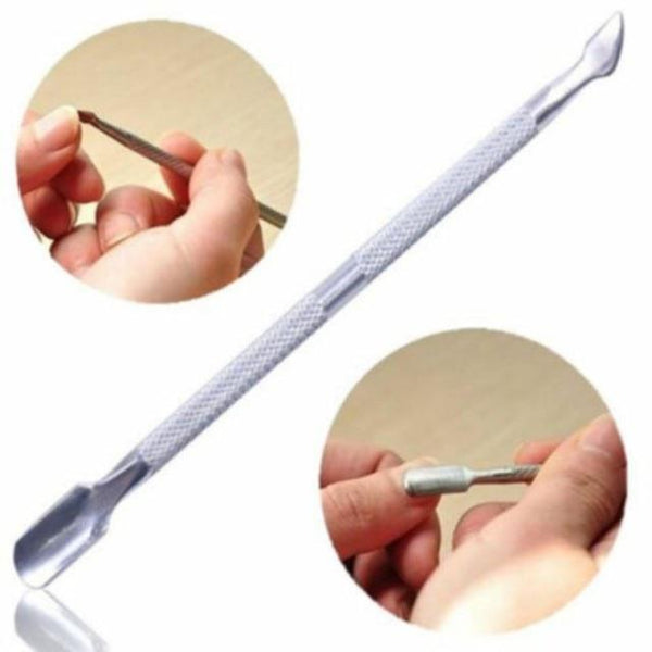 Planet Gates 1 pcs sliver Dual-end Cuticle Pusher Removal Stainless Steel Dead Skin Remover Nail Art DIY Design Tool Nail Polish Scraper Cleaner Rose Gold