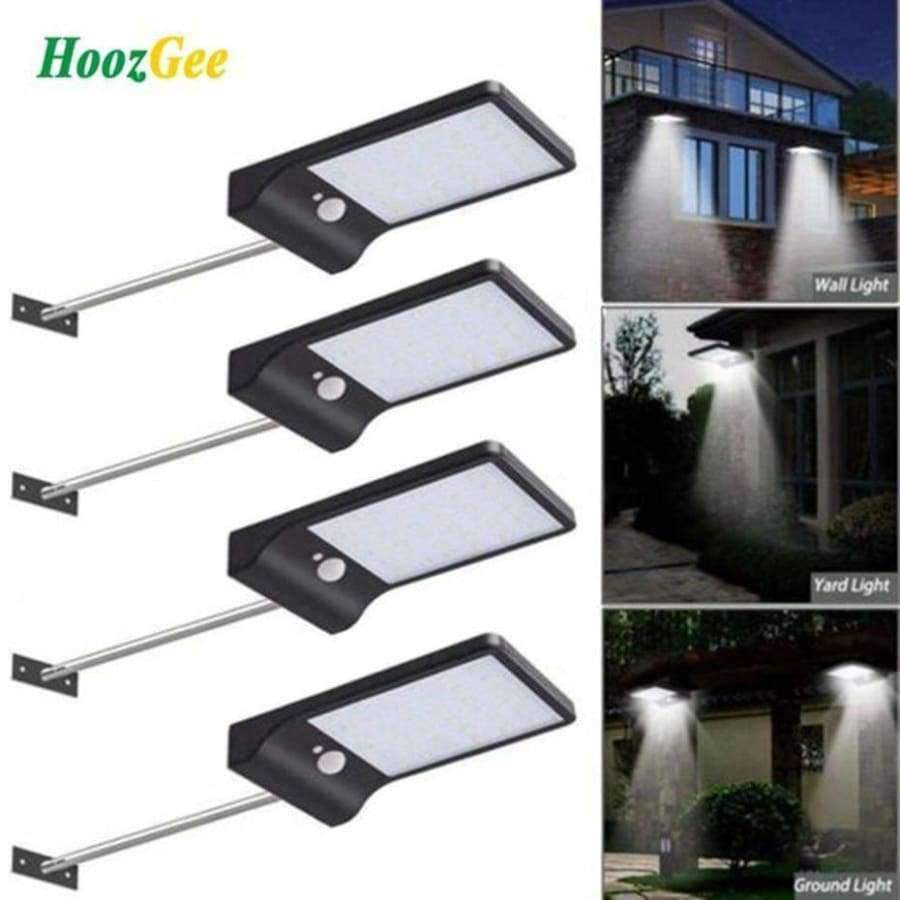 Planet Gates 1 PCS / White HoozGee Outdoor Wall Lamp Solar Street Light PIR Motion Sensor Lighting 450LM 36 LED Security Pathway Lights with Stick