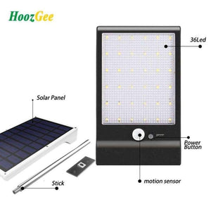 Planet Gates 1 PCS / White HoozGee Outdoor Wall Lamp Solar Street Light PIR Motion Sensor Lighting 450LM 36 LED Security Pathway Lights with Stick