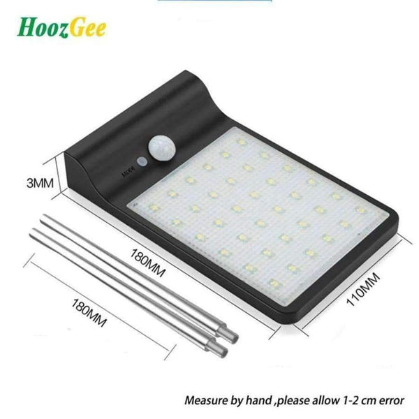 Planet Gates 1 PCS / White HoozGee Outdoor Wall Lamp Solar Street Light PIR Motion Sensor Lighting 450LM 36 LED Security Pathway Lights with Stick