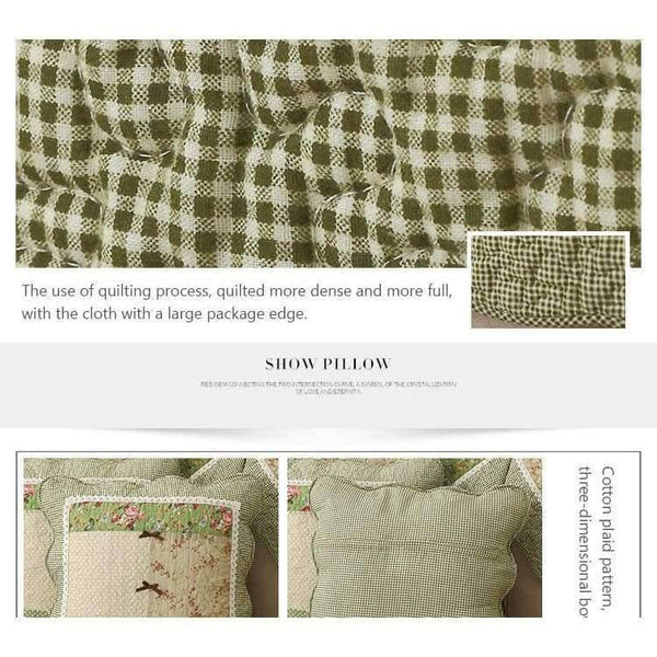 Planet Gates 1 Pcs Winter Sofa Cover Cotton Green Floral Printed Hand Patchwork Quilting Sofa Mat Slip-resistant Home Sofa Towel Home Textile