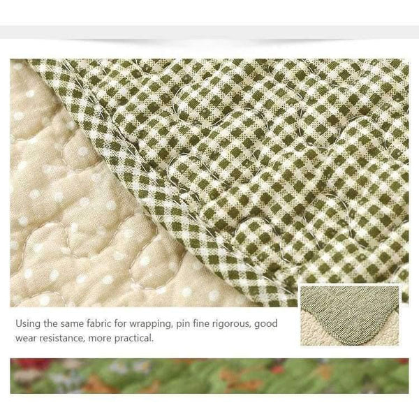 Planet Gates 1 Pcs Winter Sofa Cover Cotton Green Floral Printed Hand Patchwork Quilting Sofa Mat Slip-resistant Home Sofa Towel Home Textile