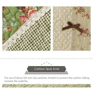 Planet Gates 1 Pcs Winter Sofa Cover Cotton Green Floral Printed Hand Patchwork Quilting Sofa Mat Slip-resistant Home Sofa Towel Home Textile