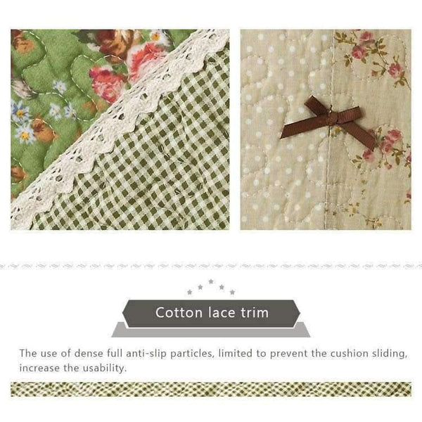 Planet Gates 1 Pcs Winter Sofa Cover Cotton Green Floral Printed Hand Patchwork Quilting Sofa Mat Slip-resistant Home Sofa Towel Home Textile