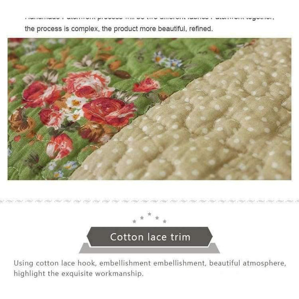 Planet Gates 1 Pcs Winter Sofa Cover Cotton Green Floral Printed Hand Patchwork Quilting Sofa Mat Slip-resistant Home Sofa Towel Home Textile