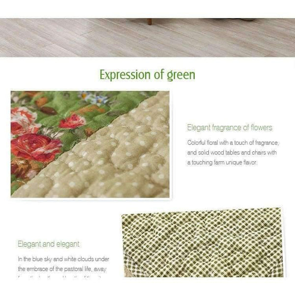 Planet Gates 1 Pcs Winter Sofa Cover Cotton Green Floral Printed Hand Patchwork Quilting Sofa Mat Slip-resistant Home Sofa Towel Home Textile