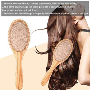 Planet Gates 1 Pcs Wood Oval Anti-static Hair Brush Comb Improve Hair Growth Scalp Massage Comb for All Types of Hair Hair Care Styling Tool