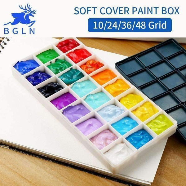 Planet Gates 1 Piece 10/24/36/48Grid Soft Cover Paint Palette Watercolor Painting Palette Professional Art Plastic Palette Art Supplies