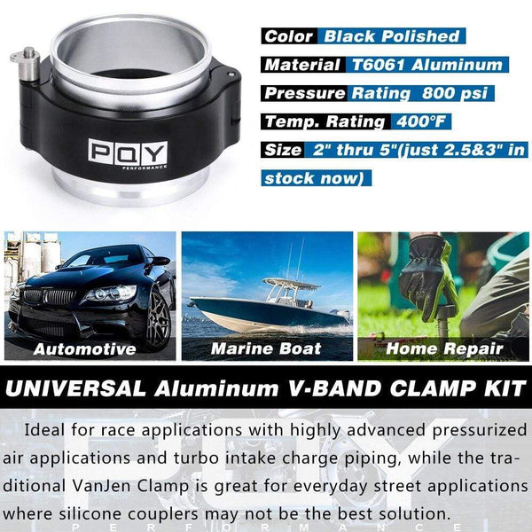 Planet Gates 1 Piece 2.0" 2.5" 3.0" 3.5" 4.0" Clamp System Assembly Exhaust V-band Clamp Quick Release For OD Exhaust/Intercooler Pipe/Turbo