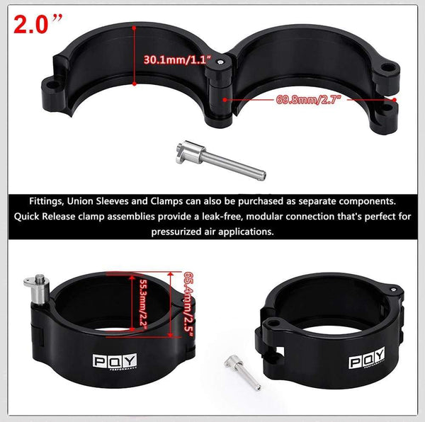 Planet Gates 1 Piece 2.0" 2.5" 3.0" 3.5" 4.0" Clamp System Assembly Exhaust V-band Clamp Quick Release For OD Exhaust/Intercooler Pipe/Turbo