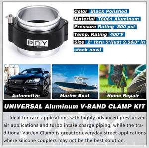 Planet Gates 1 Piece 2.0" 2.5" 3.0" 3.5" 4.0" Clamp System Assembly Exhaust V-band Clamp Quick Release For OD Exhaust/Intercooler Pipe/Turbo