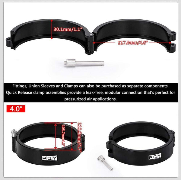 Planet Gates 1 Piece 2.0" 2.5" 3.0" 3.5" 4.0" Clamp System Assembly Exhaust V-band Clamp Quick Release For OD Exhaust/Intercooler Pipe/Turbo