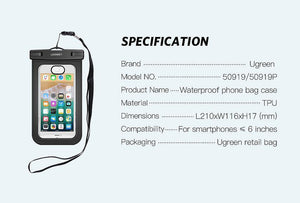 Planet Gates 1 Piece / China Ugreen Waterproof Case Bag Phone Pouch 6.3'' Phone Bag Case For iPhone Xs X 8 7 7Plus 6S 6Plus Samsung Galaxy S9 S8 Phone Case