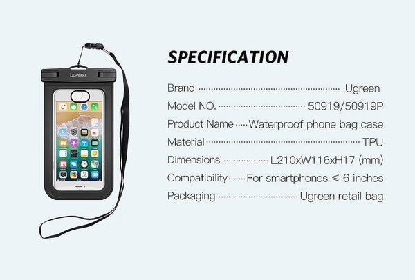 Planet Gates 1 Piece / China Ugreen Waterproof Case Bag Phone Pouch 6.3'' Phone Bag Case For iPhone Xs X 8 7 7Plus 6S 6Plus Samsung Galaxy S9 S8 Phone Case