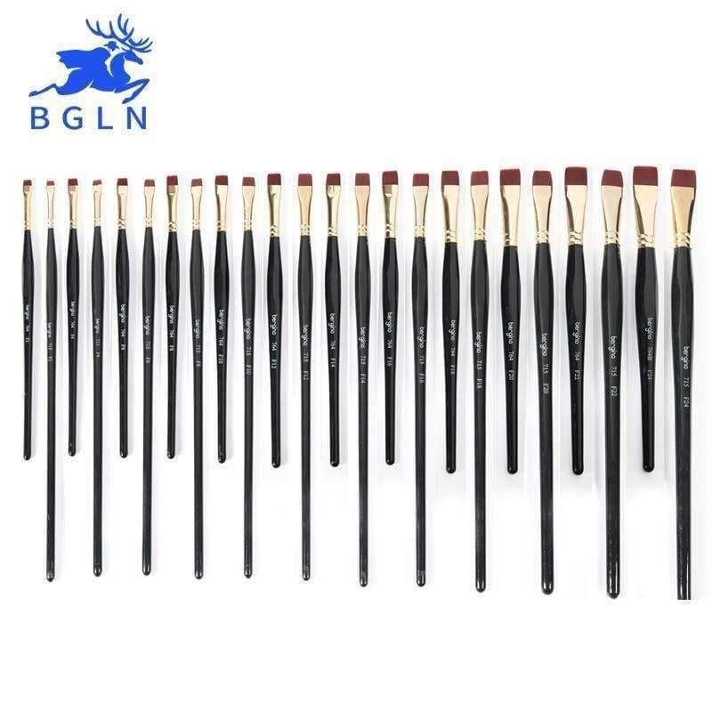 Planet Gates 1 Piece Nylon Hair Flat Brush Different Shape Watercolor Paint Brush Long Handle Oil Acrylic Painting Brush Art Supplies 715 764