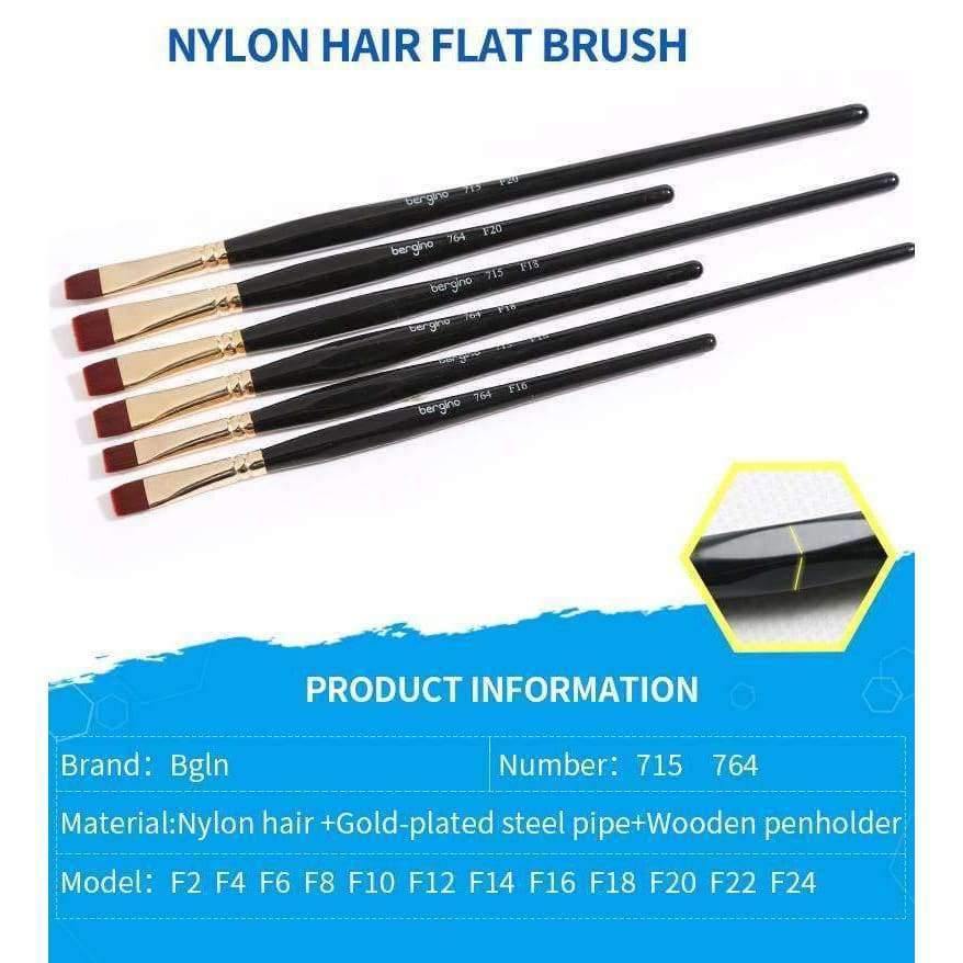 Planet Gates 1 Piece Nylon Hair Flat Brush Different Shape Watercolor Paint Brush Long Handle Oil Acrylic Painting Brush Art Supplies 715 764
