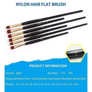 Planet Gates 1 Piece Nylon Hair Flat Brush Different Shape Watercolor Paint Brush Long Handle Oil Acrylic Painting Brush Art Supplies 715 764