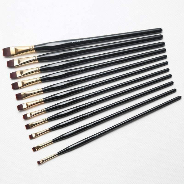 Planet Gates 1 Piece Nylon Hair Flat Brush Different Shape Watercolor Paint Brush Long Handle Oil Acrylic Painting Brush Art Supplies 715 764
