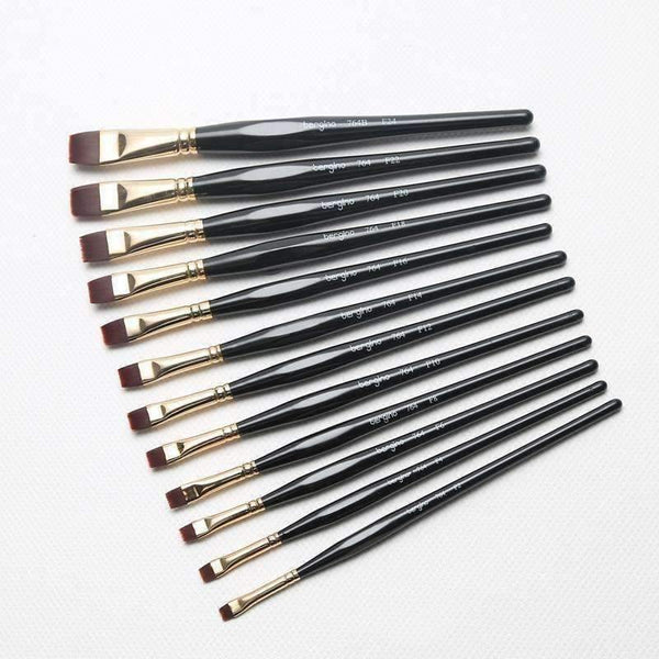 Planet Gates 1 Piece Nylon Hair Flat Brush Different Shape Watercolor Paint Brush Long Handle Oil Acrylic Painting Brush Art Supplies 715 764