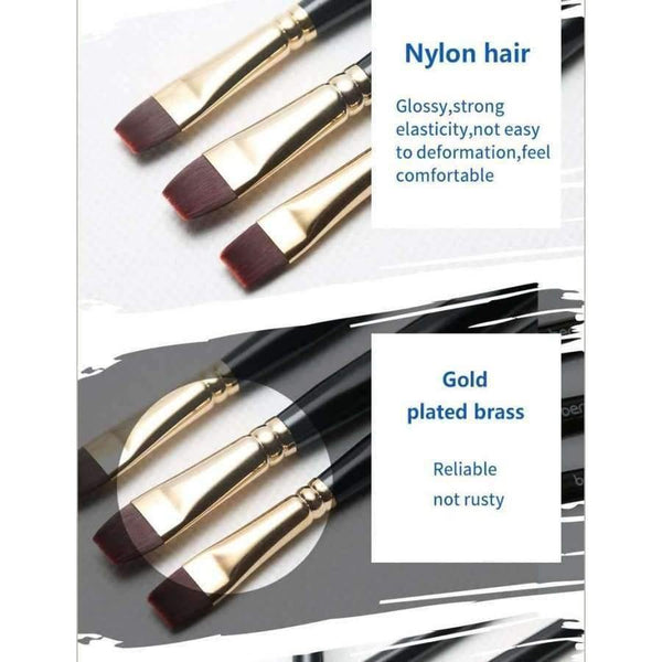 Planet Gates 1 Piece Nylon Hair Flat Brush Different Shape Watercolor Paint Brush Long Handle Oil Acrylic Painting Brush Art Supplies 715 764