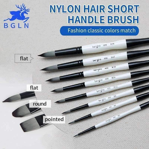 Planet Gates 1 Piece Nylon Hair Professional Watercolor Paint Brush Round Flat Pointed Watercolor Oil Acrylic Painting Brush Art Supplies