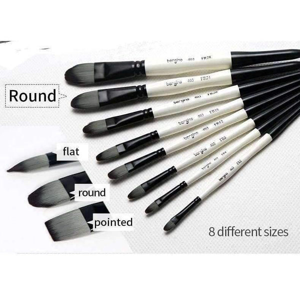 Planet Gates 1 Piece Nylon Hair Professional Watercolor Paint Brush Round Flat Pointed Watercolor Oil Acrylic Painting Brush Art Supplies