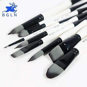 Planet Gates 1 Piece Nylon Hair Professional Watercolor Paint Brush Round Flat Pointed Watercolor Oil Acrylic Painting Brush Art Supplies