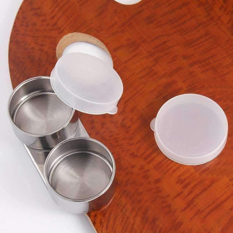 Planet Gates 1 Piece Stainless Steel Oil Palette Single Double Hole Dipper Painting Oil Pot Oil Painting Art Supplies
