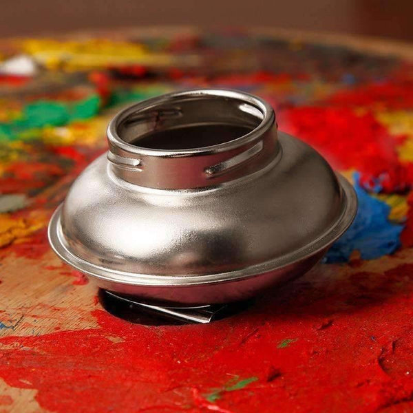 Planet Gates 1 Piece Stainless Steel Oil Pot Single Hole Oil Palette Flat Dipper Painting Oil Pot Art Supplies F349