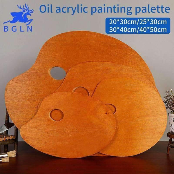 Planet Gates 1 Piece Wooden Walnut Color Oval Oil Painting Palette Professional Oil Acrylic Paint Drawing Palette Paleta Art Supplies