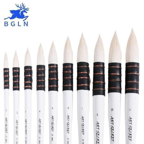 Planet Gates 1 Piece Wool Hair Watercolor Paint Brush Professional Pointed Black&White Handle Painting Brushes Art Supplies 23RSG