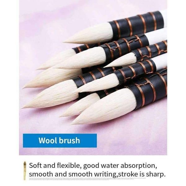Planet Gates 1 Piece Wool Hair Watercolor Paint Brush Professional Pointed Black&White Handle Painting Brushes Art Supplies 23RSG