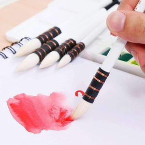 Planet Gates 1 Piece Wool Hair Watercolor Paint Brush Professional Pointed Black&White Handle Painting Brushes Art Supplies 23RSG
