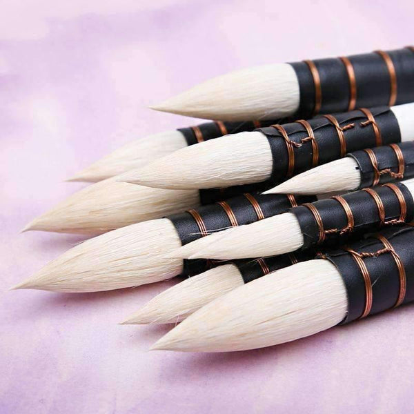 Planet Gates 1 Piece Wool Hair Watercolor Paint Brush Professional Pointed Black&White Handle Painting Brushes Art Supplies 23RSG