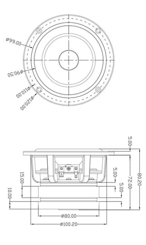 Planet Gates 1 Pieces Original Japan AKISUI 4'' Full Frequency Speaker Driver Mixed Coating Paper Cone Dual Magnets Deep Bass 4/8ohm 60W
