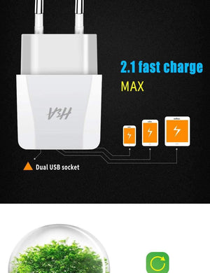 Planet Gates 1 Ports Charger H&A Universal Dual USB Charger For iPhone X XS 7 8 Plus EU Plug 2 Ports Travel Wall Phone Charging For Samsung S9 Huawei Charge