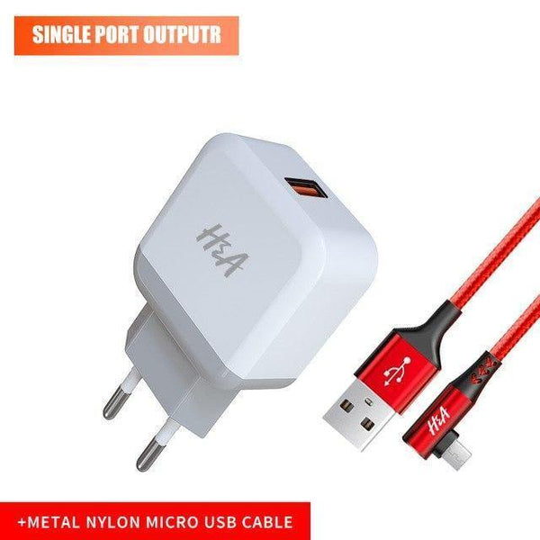 Planet Gates 1 Ports Micro Cable H&A Universal Dual 2 USB EU Charger Plug For iPhone Huawei Travel Phone Charger For Samsung Xiaomi Wall Portable Charging Plug
