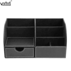 Planet Gates 1 PU Leather Office Desk Organizer Desktop Card Pencil Pen Holder Stationery Storage Box Container Accessories School Supplies