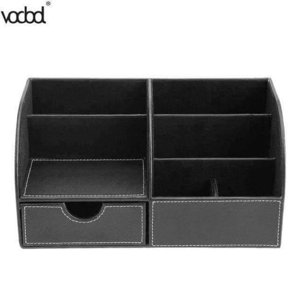 Planet Gates 1 PU Leather Office Desk Organizer Desktop Card Pencil Pen Holder Stationery Storage Box Container Accessories School Supplies