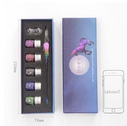 Planet Gates 1 Rainbow Dream style   Creative  Glass dip Pen  Gift Box with transparent Dip Pen