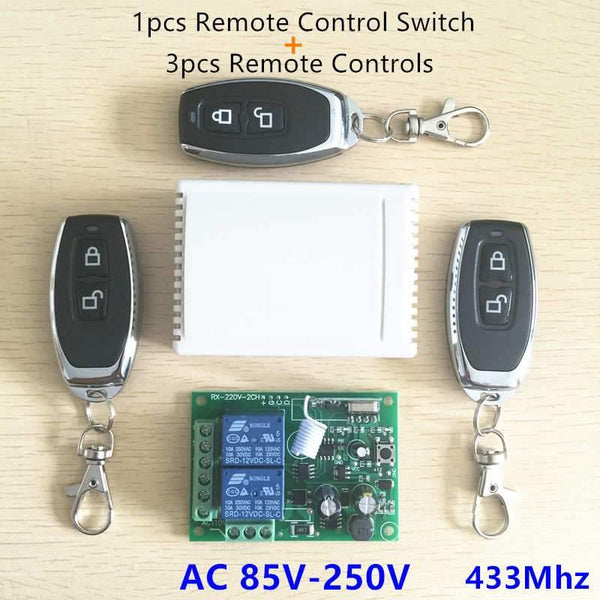Planet Gates 1 Receiver  and 3 RC 433Mhz Universal Wireless Remote Control Switch AC 250V 110V 220V 2CH Relay Receiver Module And 5pcs RF 433 Mhz Remote Controls