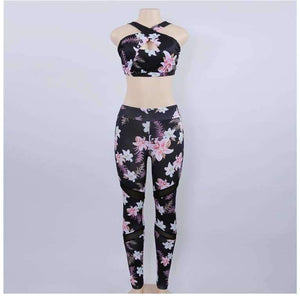 Planet Gates 1 / S Fitness Sports Bra Set Women Tracksuit Floral Gym Workout Clothes Women Jogging Yoga Set Sexy Female Running Costumes