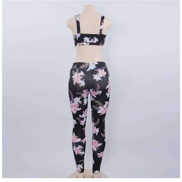 Planet Gates 1 / S Fitness Sports Bra Set Women Tracksuit Floral Gym Workout Clothes Women Jogging Yoga Set Sexy Female Running Costumes