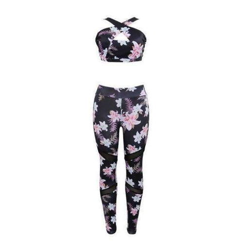 Planet Gates 1 / S Fitness Sports Bra Set Women Tracksuit Floral Gym Workout Clothes Women Jogging Yoga Set Sexy Female Running Costumes