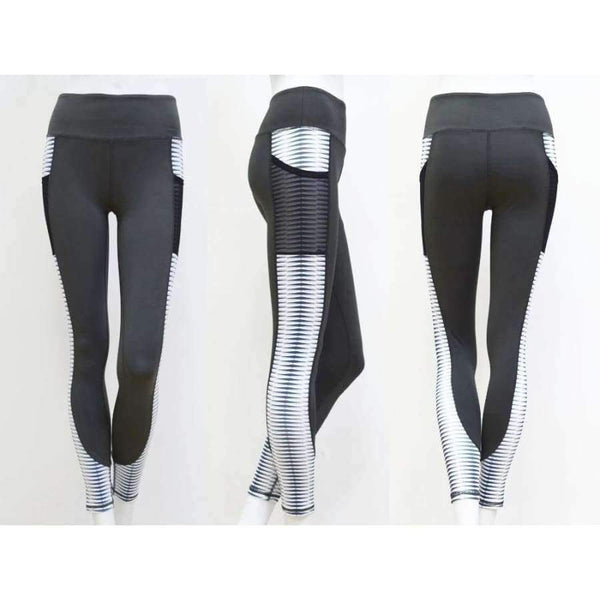 Planet Gates 1 / S New gray pocket hit color ladies leggings Gyms fitness exercise trousers breathable wicking sexy ladies slimming leggings