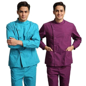 Planet Gates 1 / S Nurse suit split suit long-sleeved men and women stand collar white coat long sleeve Slim oral dentistry uniforms doctor clothes