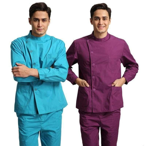 Planet Gates 1 / S Nurse suit split suit long-sleeved men and women stand collar white coat long sleeve Slim oral dentistry uniforms doctor clothes