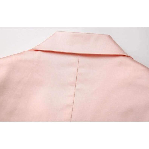 Planet Gates 1 / S Women Pencil Pant Suits 2 Piece Sets Pink Solid Blazer + Pencil Pant Office Lady Notched Jacket Female Outfits